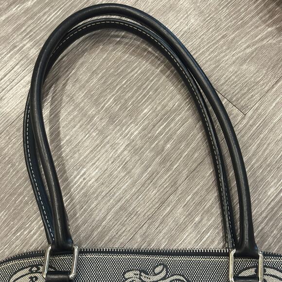 Dooney & Bourke VTG Black White Donegal Crest Signature Domed Satchel W/ Pouch - Picture 3 of 9